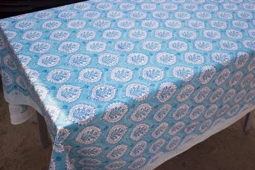 Blue Rectangular Hand Block Print Table Cover