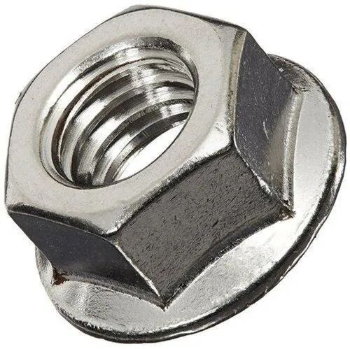 Silver Hexagonal Mild Steel Flange Nut