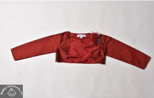 Jelly Jones Full Sleeves Open Shrug, Color : Deep Red