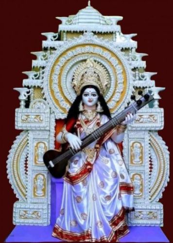 5 Feet White Big Saraswati Statue