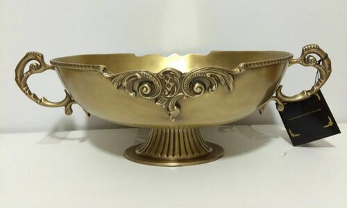 Lcraft Collection Round Polished Metal Brass Fruit Bowl, For Shiny, Long Life, Pattern : Plain