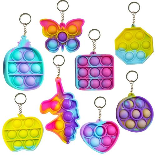 Silicone POP It Keychain, Shape : Multishape