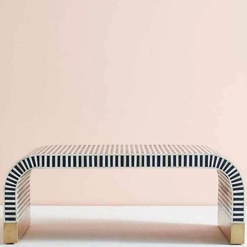 Bone Inlay Waterfall Console Table Luxury 2 Drawer Console Table For Living Bedroom