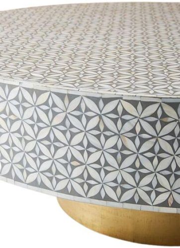 Gray Foliage Bone Inlay Coffee Table, Feature : Eco-Friendly, Fine Finished, Shiney, Stylish Look