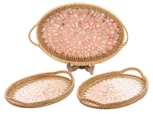 Rattan Serving Platter Authentic Mother Of Pearl Coffee Table