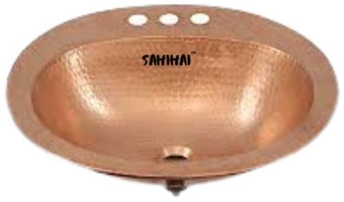 Sahi Hai Dropin 4 Inch Faucet Holes Copper Bathroom Sink