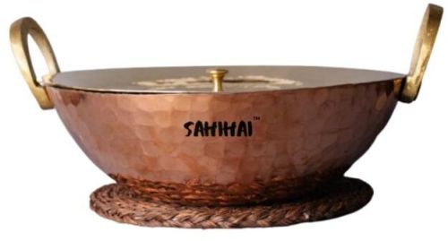 Sahi Hai Hammered Copper Kadhai With Lid