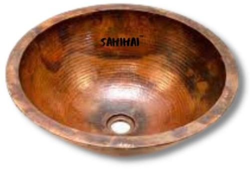 Round Vessel Bathroom Copper Sink Sahi Hai