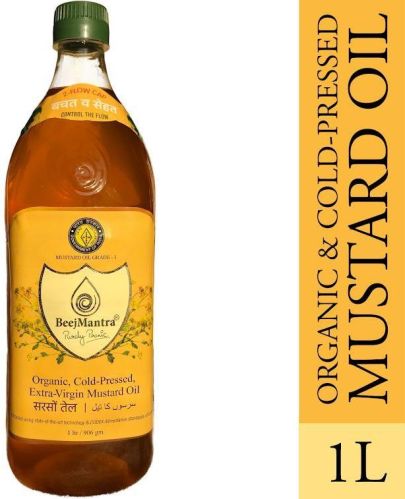 1 Ltr Beejmantra Mustard Oil, For Cooking, Form : Liquid