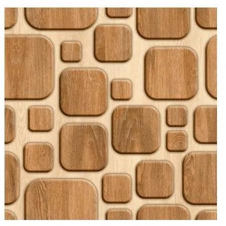 Square 3D Wood Finish Ceramic Wall Tiles, For Interior, Packaging Type : Cardboard Box