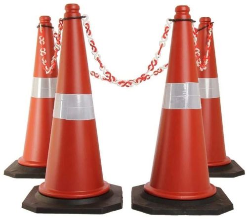 Orange Plastic Polished Safety Cones With Reflector, Feature : Durable, High Strength