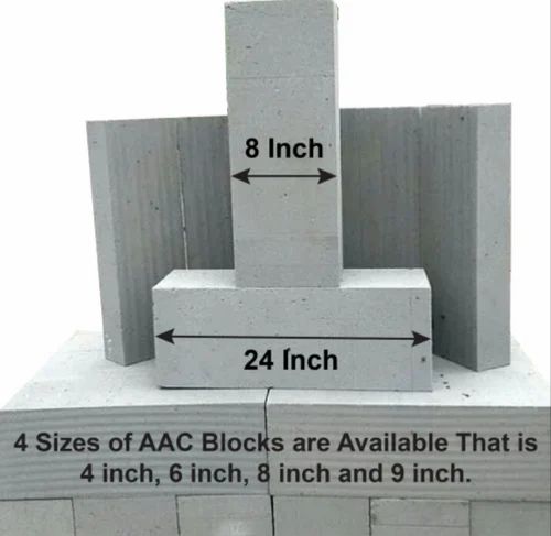 Rectangular Solid Concrete Lightweight AAC Block, For Partition Walls, Size : 24 Inch X 8 Inch X 4 Inch