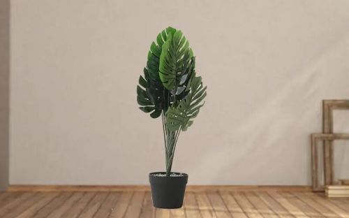 Artificial Monstera Plant With Plastic Pot, Color : Black Green