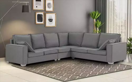 Royaloak Fabric Corner Sofa Set, Color : Grey