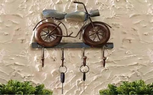 Metal Bike Hook Wall Decor, Color : Brown