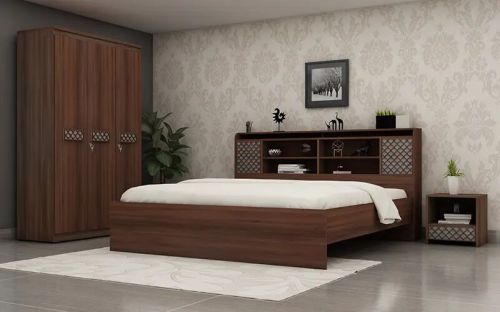 HDF With Melamine Finish Queen Size Bedroom Set