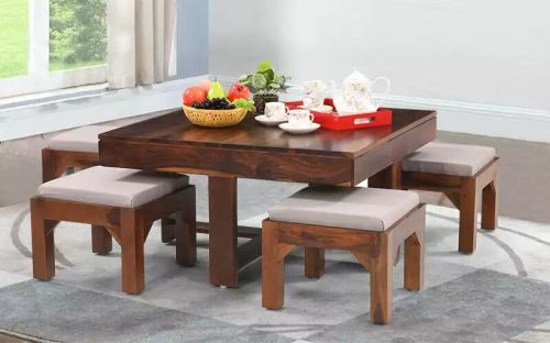 Sheesham Wood 4 Stool Center Table