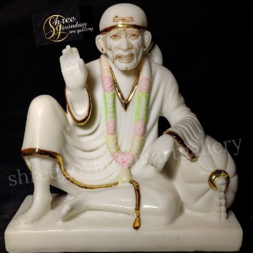 Marble Dwarkamai Sai Baba Statue, For Worship, Temple, Interior Decor, Office, Home, Gifting, Garden
