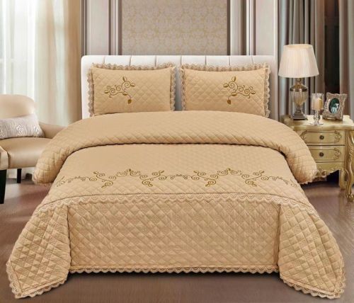 Rectangular Embroidered Super Soft Cotton Feel Quilt Bedcover, For Bedroom Use, Size : 245 X 265