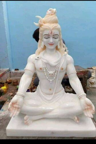 Marble Lord Shiva Sitting Statue, For Temple, Size : 30 Inch ( Height)