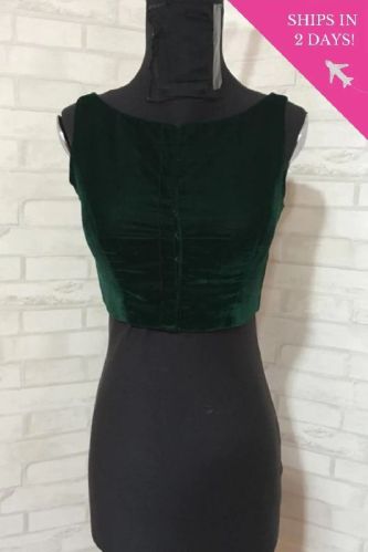 Velvet Boat Boat Neck Sleeveless Blouse, Size : 34