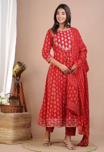 Red Anarkali Suit, Packaging Type : Packet