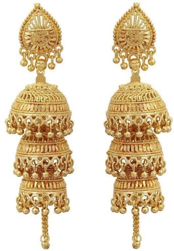 Gold Jhumka Earrings, Packaging Type : Velvet Box