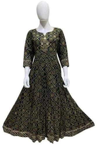 Cotton Anarkali Kurti, Color : Bottle Green