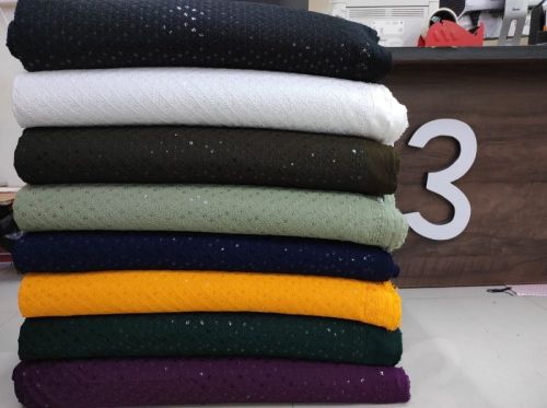 Multicolor Rayon Chikan Embroidery Fabric, For Kurta, Kids Kurta, Palazzo, Jacket, Traditional Wear, Ethnic Wear