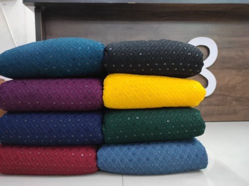 New Designer Rayon Schiffli Embroidery Fabric, For Kids Chikan Garment, Kurta, Color : Multicolor