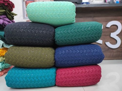 Multicolor Rayon Embroidery Fabric, For Lakhnavi Chikan Kurti, Kids Chikan Garment, Feature : Embroidered