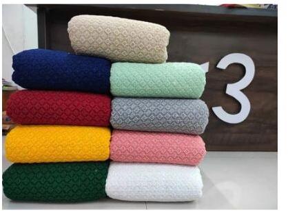 Multicolor Georgette Sequence Fabric, For Lakhnavi Chikan Kurti, Kids Chikan Garment, Width : 44 Inch