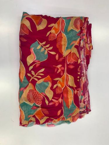 Printed Viscose Crepe Multicolor Fabric, For Apparel/clothing, Saree, Dress, Kurtis, Kurtas, Suit Etc .