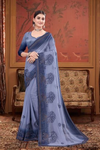 Ladies Stylish Embroidered Bollywood Net Saree, Age Group : Adults