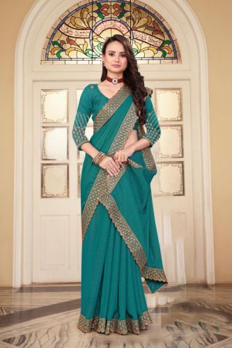 Unstitched Ladies Faux Georgette Sarees, Saree Length : 5.5 Meter