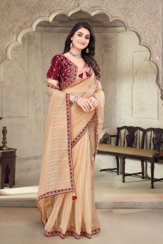Ladies New Fashion Organza Saree, Feature : Easy Wash