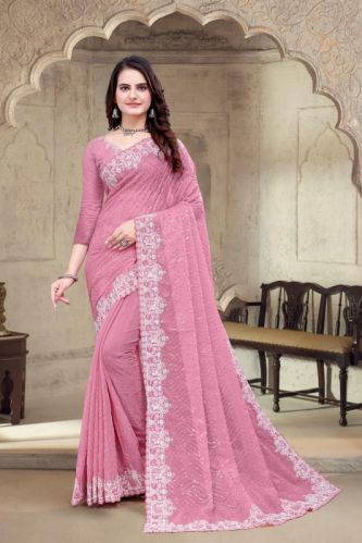 Multicolor Ladies Party Wear Crepe Silk Saree