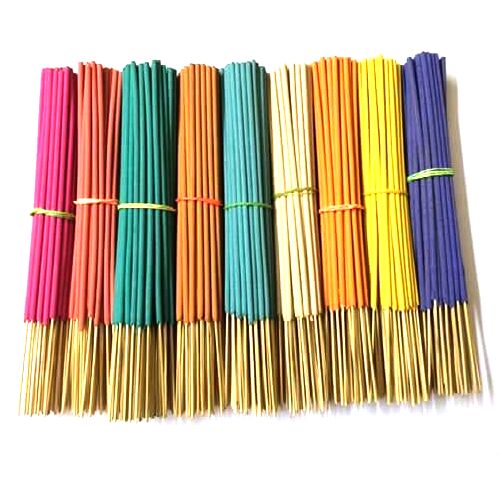 Multicolor Bamboo Colored Incense Sticks, For Workship, Packaging Type : Plastic Packet