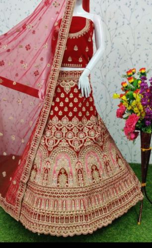 RK Fashion Velvet Designer Bridal Lehenga Choli, Size : Free Size