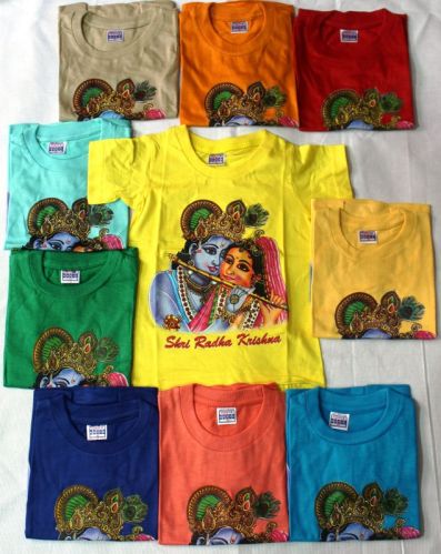 Radhe Radhe Print Kids T-Shirt, Size : 01 Year To XXXL