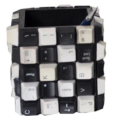 White Computer Keyboard Keys Pen Stand, For Decoration, Packaging Type : Paper Box