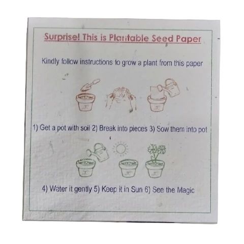 Recycled Handmade Plantable Seed Paper Cards, For Instruction, Packaging Type : Plastic Packet