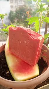 Red Solid Watermelon Soap Base, For Bathing, Packaging Type : Paper Box