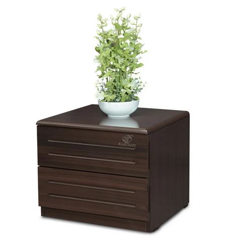 Brown Wooden Plain Double Drawer Bedside Table, For Home, Size : 450 X 390 X 430 Mm