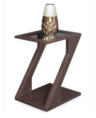 Brown Wooden Polished Z Shape Side Table, For Home, Size : Standard