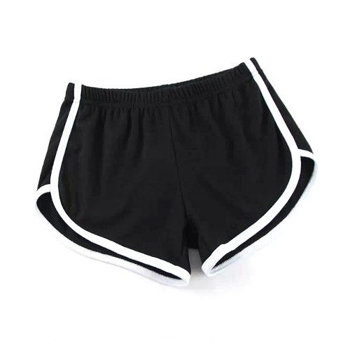 Black Plain Polyester Ladies Sports Shorts