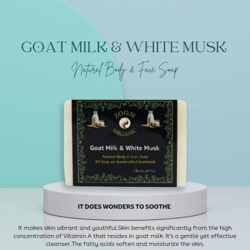 Goat Milk & White Musk Soap, Packaging Type : Paper Box