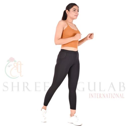 Plain Ladies Black Sports Legging, Size : All Sizes