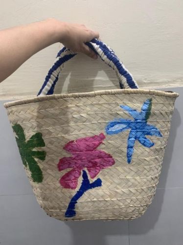 Printed Hand Painted Raffia Bags, For Shopping, Style : Handbags