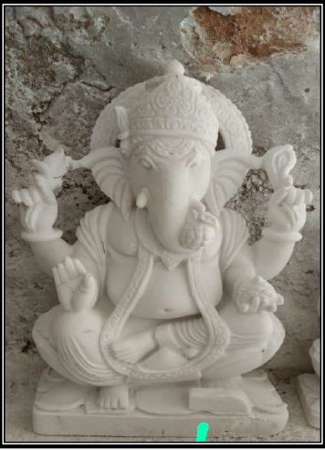 White Marble Ganesh Statue, For Home Decoration